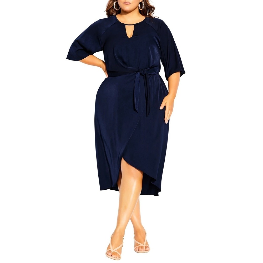 Women's Wrap Dress by City Chic Keyhole Navy Size 18 New With Tags